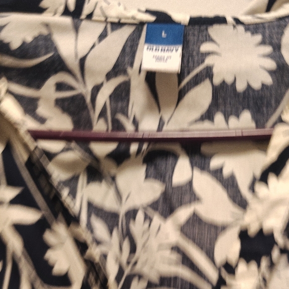 Old Navy Waist-Defined Midi Shirt Dress Navy Blue White Floral L - Picture 6 of 10